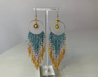 Blue/ gold earrings