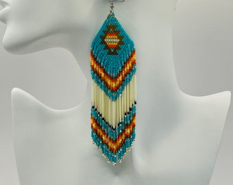 Porcupine quill earrings - turquoise