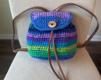 Purple/ green/ blue mini backpack