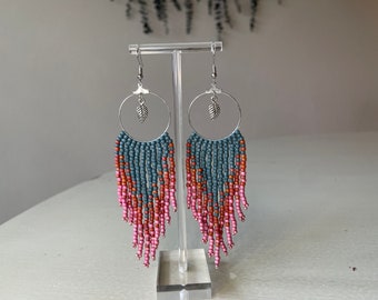 Blue/ pink earrings