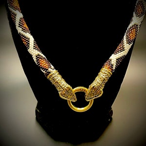 Cream and Bronze Python necklace image 4