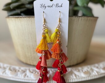 Faded earrings - red