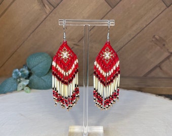 Mini Porcupine quill earrings - red