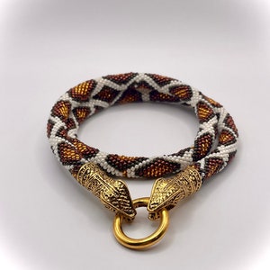 Cream and Bronze Python necklace image 1