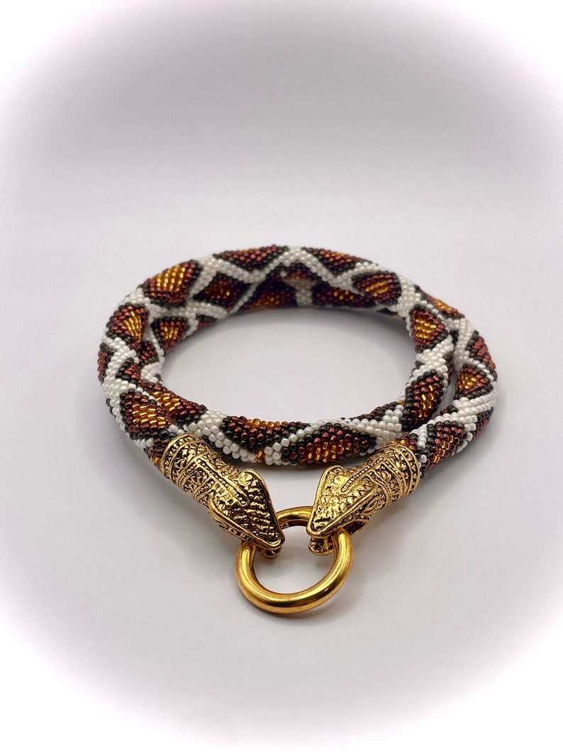 Cream and Bronze Python necklace image 1