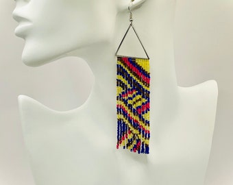 Stripe Earrings- blue/pink