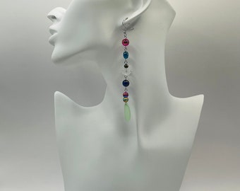 Glass bead drop earrings