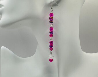 Pink drop earrings