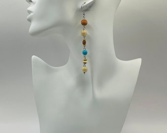 Wood bead drop earrings