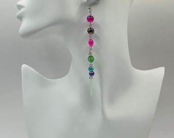 Glass bead drop earrings