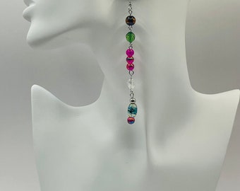 Glass bead drop earrings