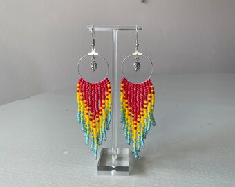 Red yellow blue earrings