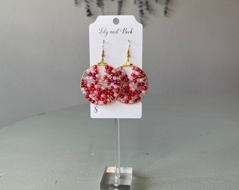 Pink circle earrings