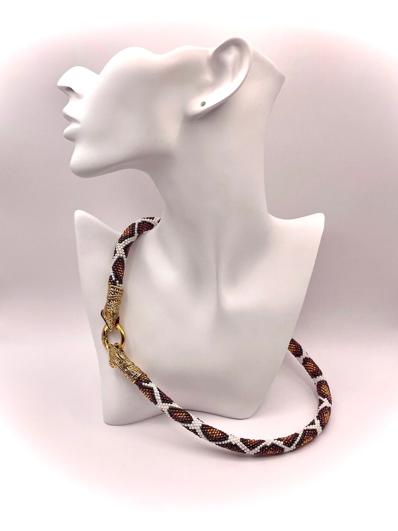 Cream and Bronze Python necklace image 2