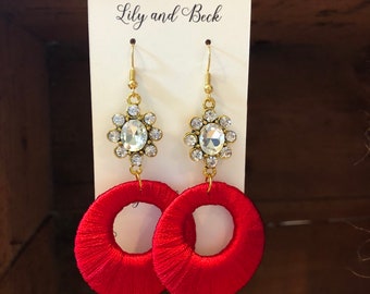 Red sparkle earrings