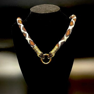 Cream and Bronze Python necklace Bild 5