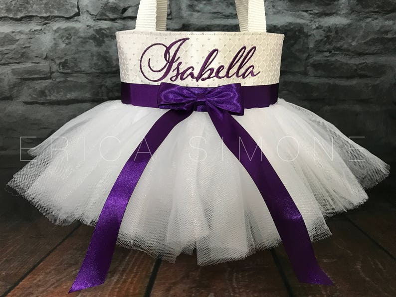 Flower Girl Bag Bride Bag Bridal Bag Birthday Bag Monogram Wedding Bag White Tote Bag White Tutu Tutu Bag