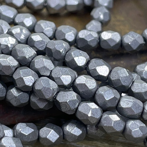 4mm Czech Fire Polished Crystal Beads - 102 Bead Marea Coated Strand, 16 Inches