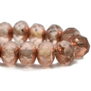 3x5mm Peach with a Copper Finish Fire Polished Rondelle Czech Glass Beads, 30 Beads