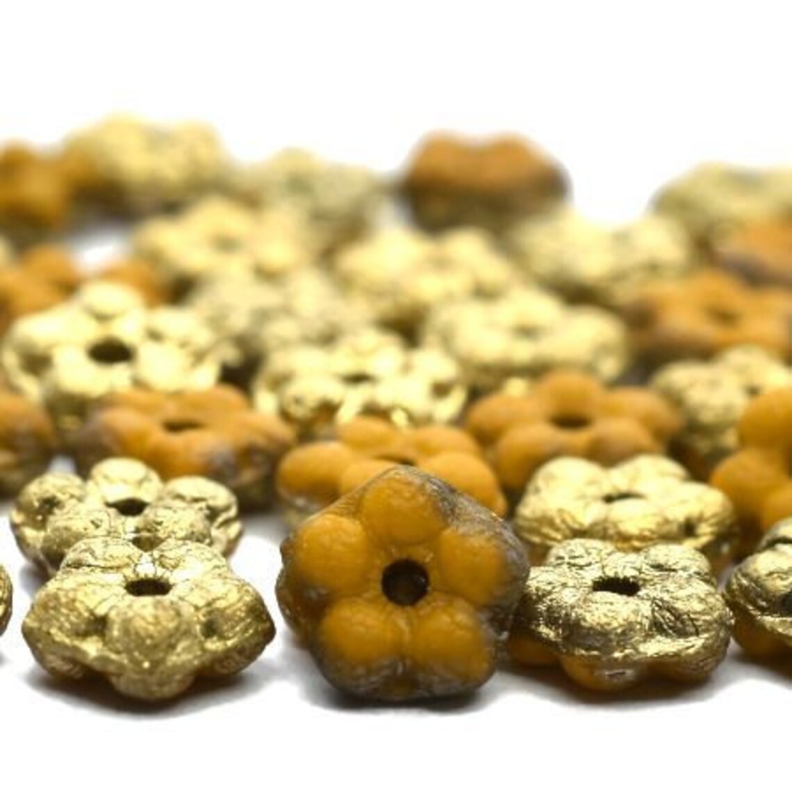 5mm Daisy Spacers Yellow Gold With a Etched and Gold Finishes Etsy