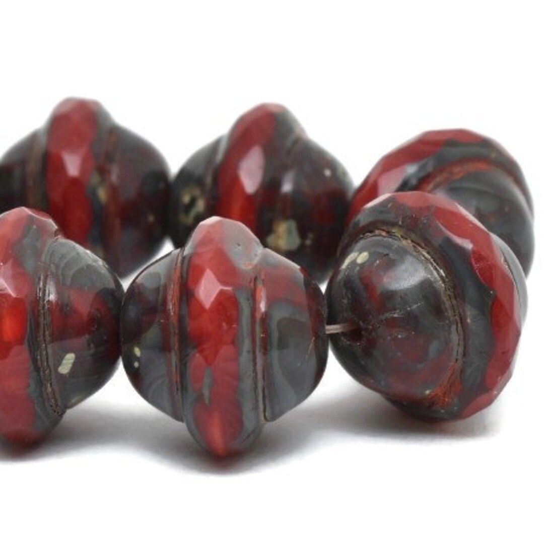 10x12mm Large Saturn Ruby Red With Picasso Finish Fire Polished Faceted ...