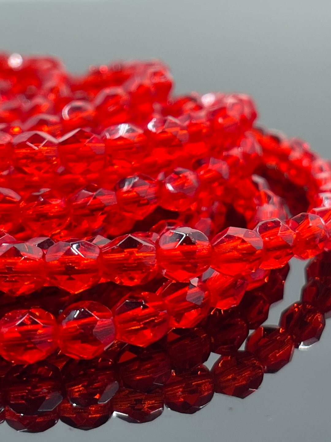 Siam Ruby Red Transparent 4mm Fire Polished Czech Glass Faceted Beads ...