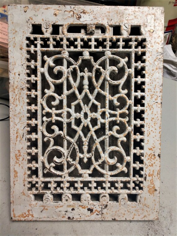 Antique Cast Iron Heat Grate Vent Cover Floor Register Working