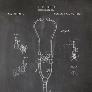 Stethoscope Printable | Medical Art | Medical Decor | Doctor Office | Nurse Decor | Patent Print | Patent | Doctor Gift | Nurse Gift | Nurse