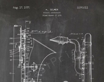 Druckbare Saxophon | Saxophon-Kunst | Saxophon-Print | Saxophon-Poster | Musik-Dekor | Patent-Print | Patent | Musiker-Geschenk | Musik-Kunst