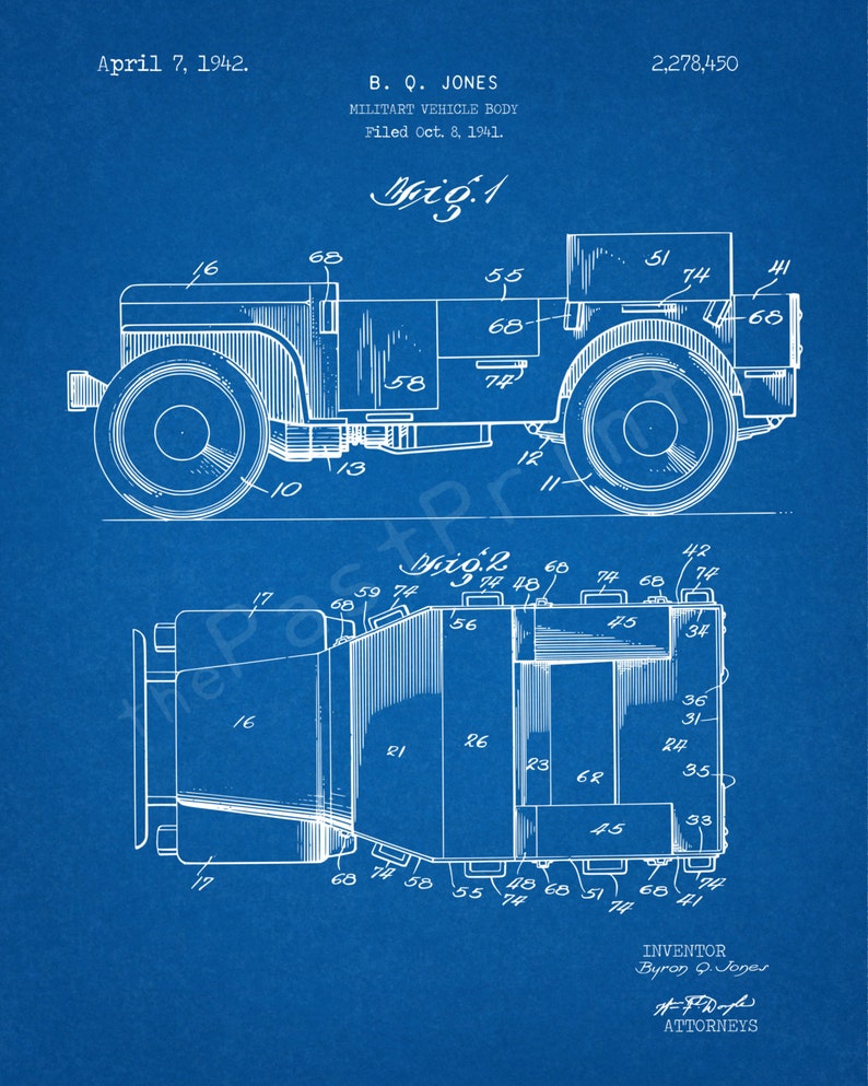 Jeep Printable Military Jeep Military Wall Art Military Art Military Print Military Decor US Army Patent Print Army Gift image 2