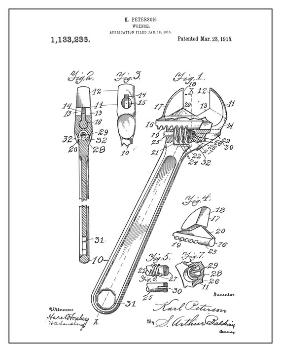 Items similar to INSTANT DOWNLOAD 5 JPGS | Patent Print | Patent Art | Poster | Man Cave | Tools ...