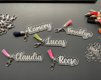 Personalized Name Keychain | Custom Keychain | Gift | Keyring | Engraved | Tassel | School | Acrylic | Wedding | Handmade | Crafted