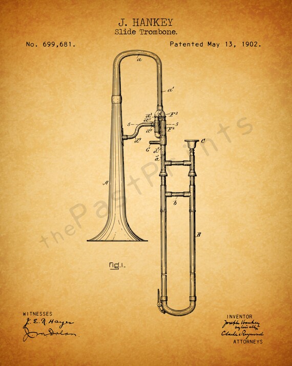 Items similar to Trombone Printable Trombone Art Trombone Print