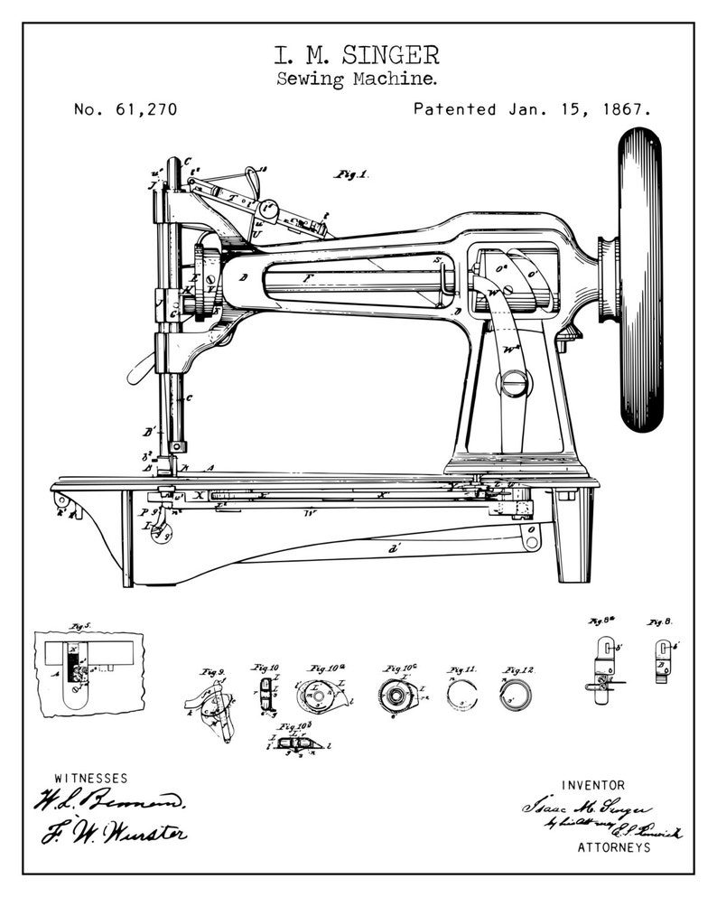 INSTANT DOWNLOAD 5 JPG Sewing Machine Art Sewing Machine Etsy