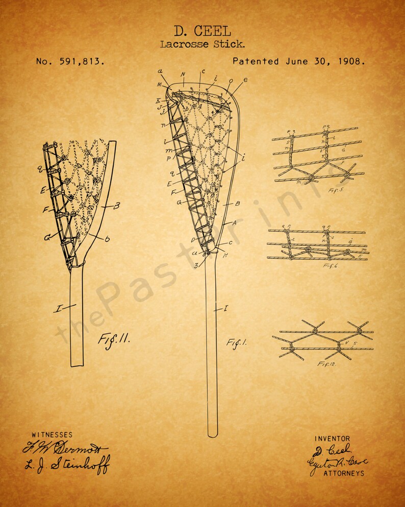 Lacrosse Printable Lacrosse Stick Lacrosse Wall Art Lacrosse Print Lacrosse Decor Patent Poster