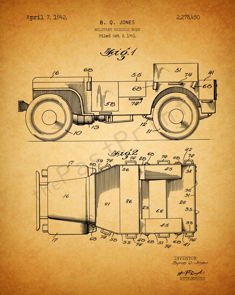 Jeep Printable Military Jeep Military Wall Art Military Art Military Print Military Decor US Army Patent Print Army Gift image 3