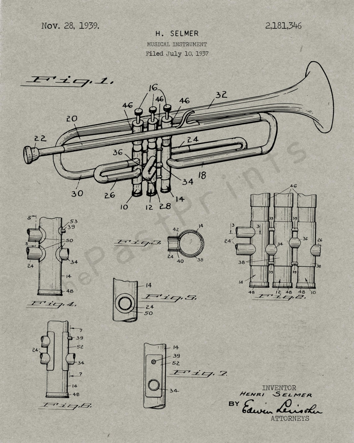 Trumpet Printable | Trumpet Art | Trumpet Print | Trumpet Poster ...