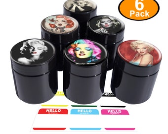 CaliFactory- Marilyn Monroe Design UV Proof Premium Jar Herb Storage Container (6 Piece Set)
