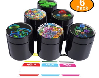 CaliFactory- Mushroom Design UV Proof Premium Jar Herb Storage Container (6 Piece Set)