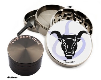 Personalized Classic Engraved - Taurus Design Large Spicy Grinder