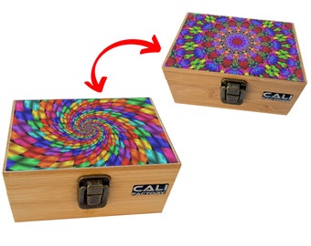 CaliFactory - 3D Psychedelic Design Bamboo Stash Box