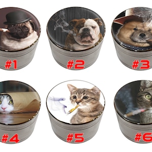 Cali Factory - Cat & Dog Smocking Design 63mm Large Size Zinc Alloy 4 piece Premium Grinder