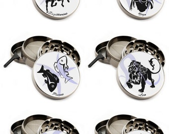 Cali Factory - Zodiac Design 63mm Large Size  Zinc Alloy 4 Piece Grinder