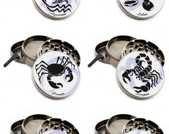 Cali Factory - Zodiac Design 63mm Large Size Zinc Alloy 4 Piece Grinder