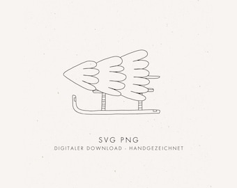Plotter- en laserbestand "SLED & BOOM" – liefdevol vormgegeven tekening – gedigitaliseerd bestand in svg- en png-formaat voor creativiteit
