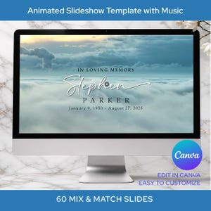 In Loving Memory Funeral Slideshow Template with Music | Celebration of Life Memorial Video Canva | Blue Heaven Tribute Presentation (FS015)