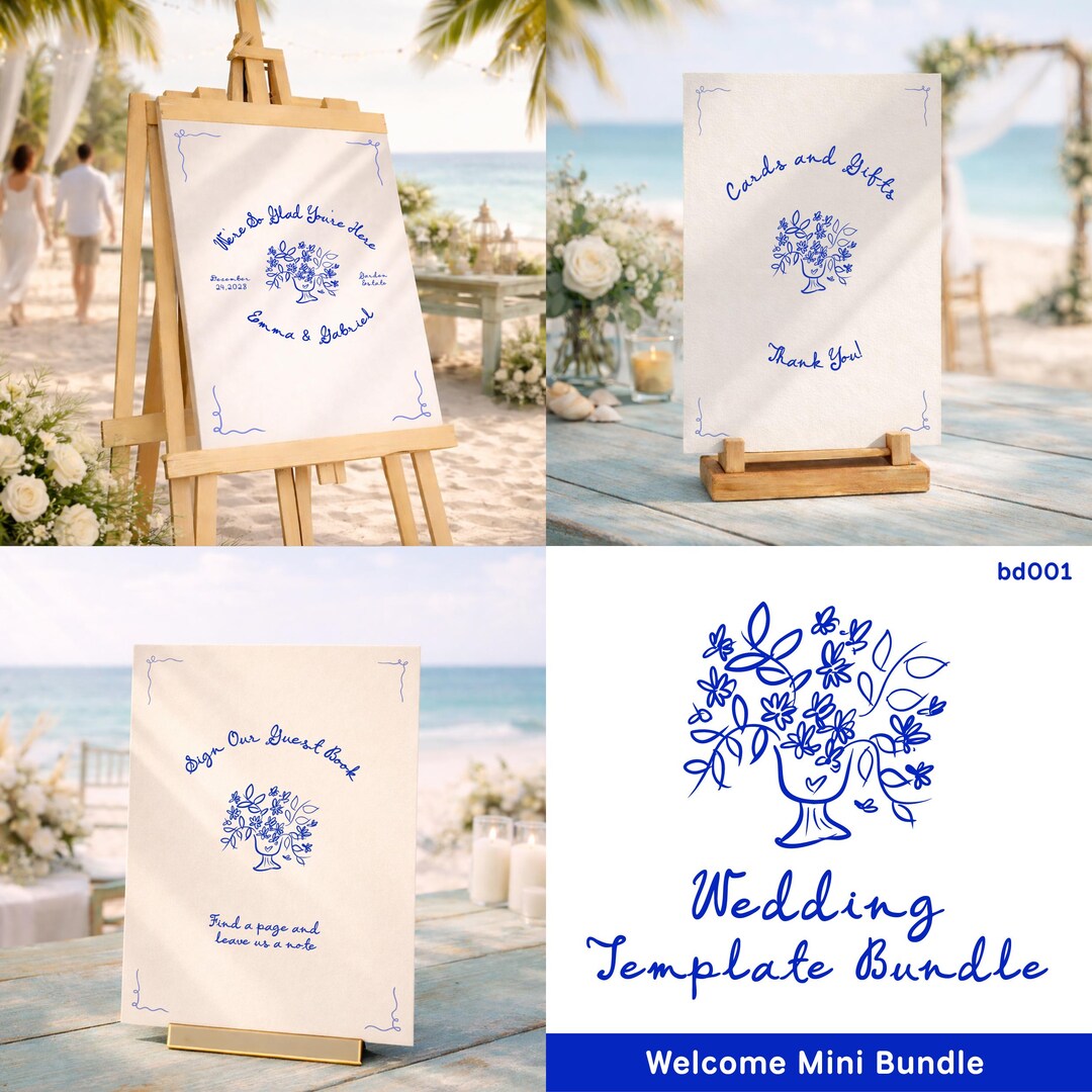 Welcome Mini Bundle – Wedding Welcome Sign, Guest Book & Cards and ...