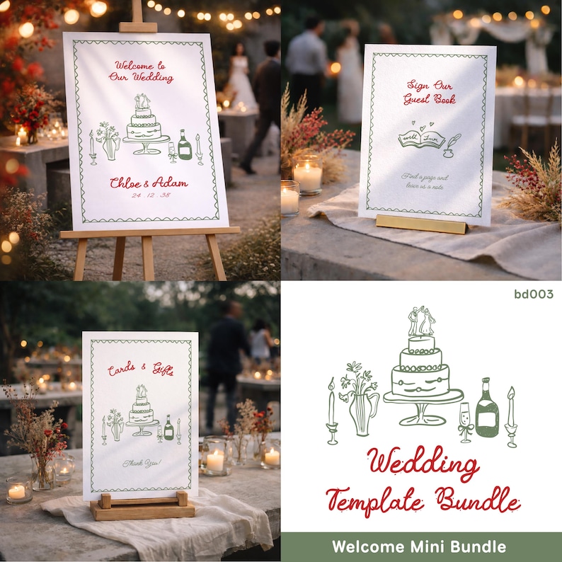 Welcome Mini Bundle – Wedding Welcome Sign, Guest Book & Cards and ...