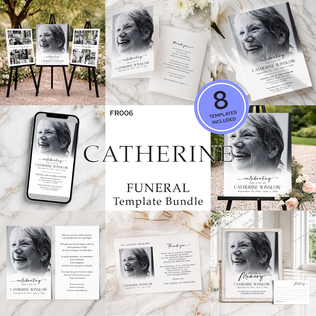Celebration of Life Funeral Bundle Canva Template | in Loving Memory ...