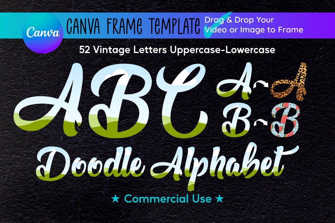 Slide In Lettering Frames Vintage Letters Doodle Canva Frames : 52 Vintage for Letters Commercial ...